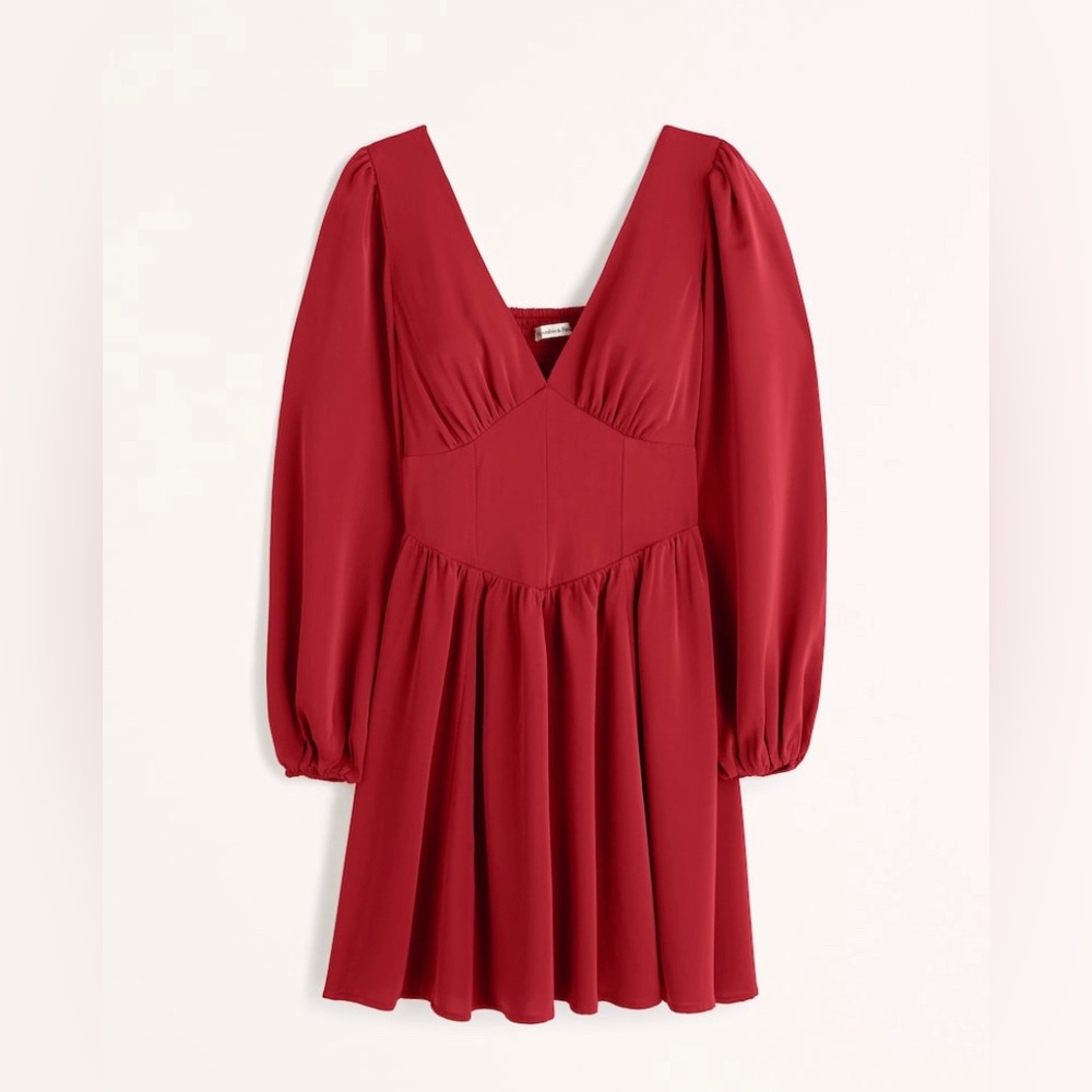 Abercrombie Long Sleeve Mini Dress in Red